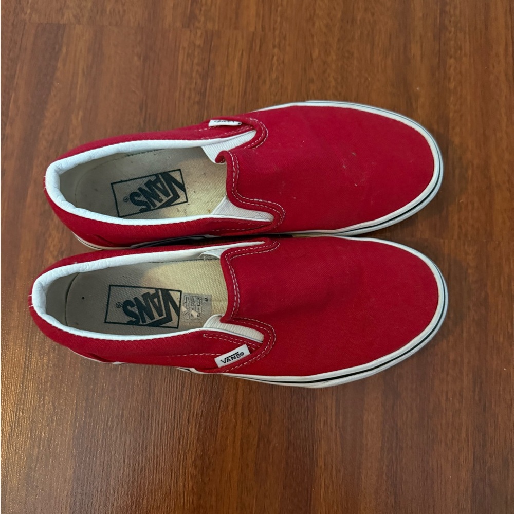 Vans Classic Red Canvas Slip-Ons
